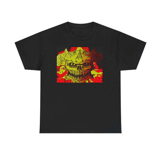 Skull Flame Graphic Tee — Neon Horror Skull T-Shirt