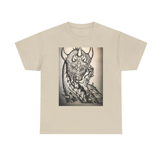 Dragon Art Unisex Heavy Cotton Tee, Graphic Tee, Unique Gift, Casual Wear, Fantasy Clothing, Art Inspired Shirt
