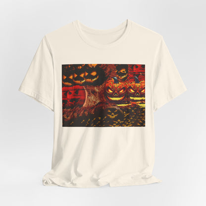 Halloween Distorted Pumpkin Graphic Tee, Unisex T-Shirt for Autumn, Spooky Season Top, Halloween Costume Idea, Men's & Women's Casual Wear
