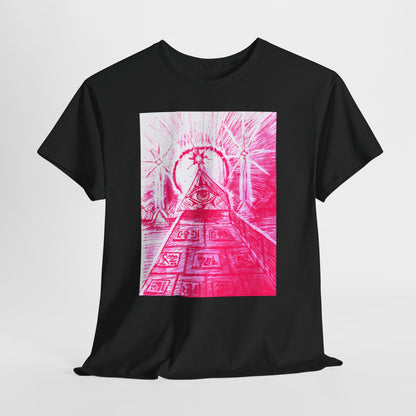 Pink Pyramid Eye Vibrant Artistic Unisex Heavy Cotton Tee | Creative Graphic Tee for Art Lovers, Casual Wear, Gifts, Festival Apparel, Statement Shirt