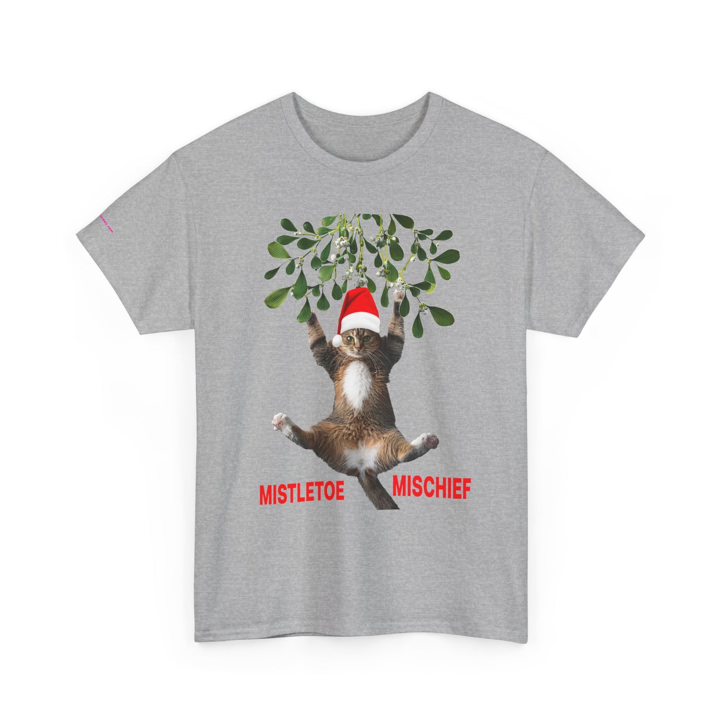 Christmas Cat & Mistletoe Tee — "Mistletoe Mischief" Holiday T-Shirt