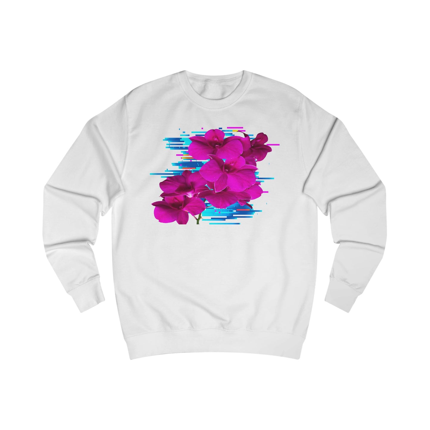 Vibrant Floral Glitch Unisex Sweatshirt - Cozy Spring Fashion, Comfortable Gift, Floral Style, Casual Wear, Trendy Layering