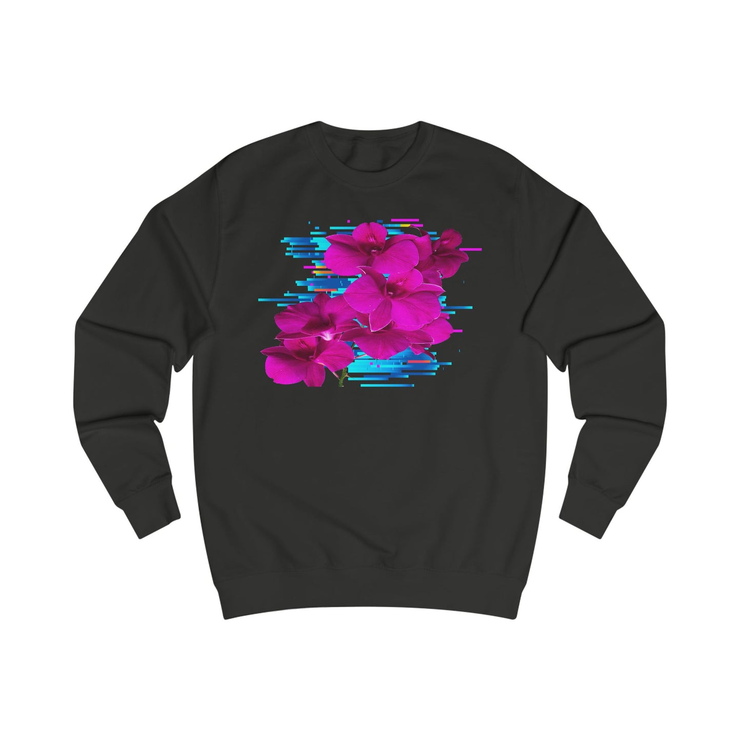 Vibrant Floral Glitch Unisex Sweatshirt - Cozy Spring Fashion, Comfortable Gift, Floral Style, Casual Wear, Trendy Layering