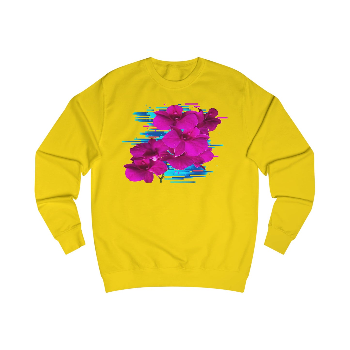 Vibrant Floral Glitch Unisex Sweatshirt - Cozy Spring Fashion, Comfortable Gift, Floral Style, Casual Wear, Trendy Layering