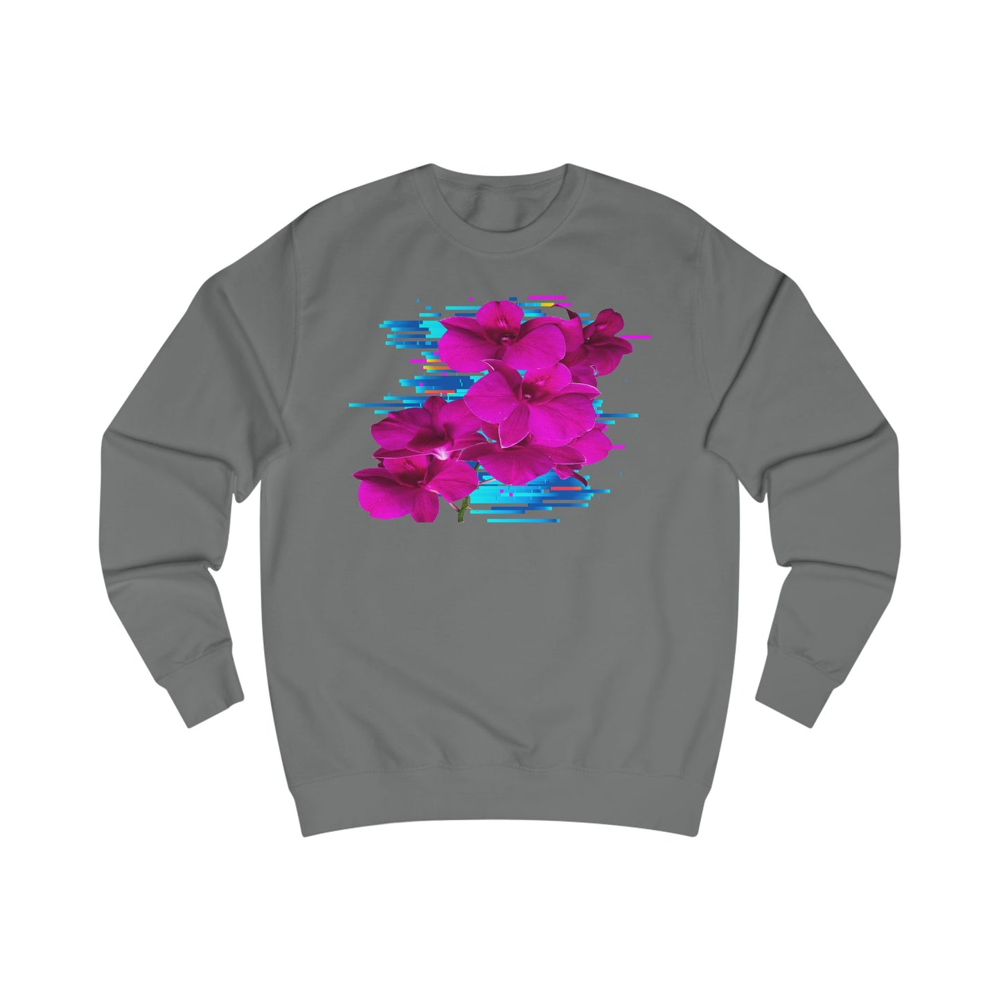 Vibrant Floral Glitch Unisex Sweatshirt - Cozy Spring Fashion, Comfortable Gift, Floral Style, Casual Wear, Trendy Layering