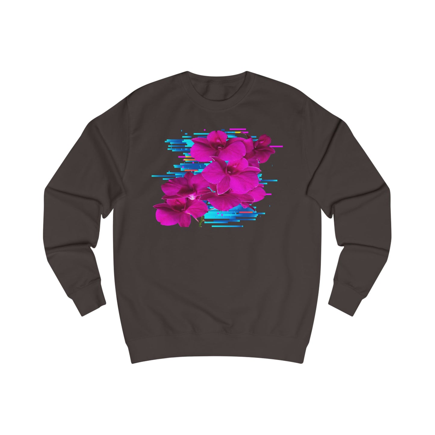 Vibrant Floral Glitch Unisex Sweatshirt - Cozy Spring Fashion, Comfortable Gift, Floral Style, Casual Wear, Trendy Layering