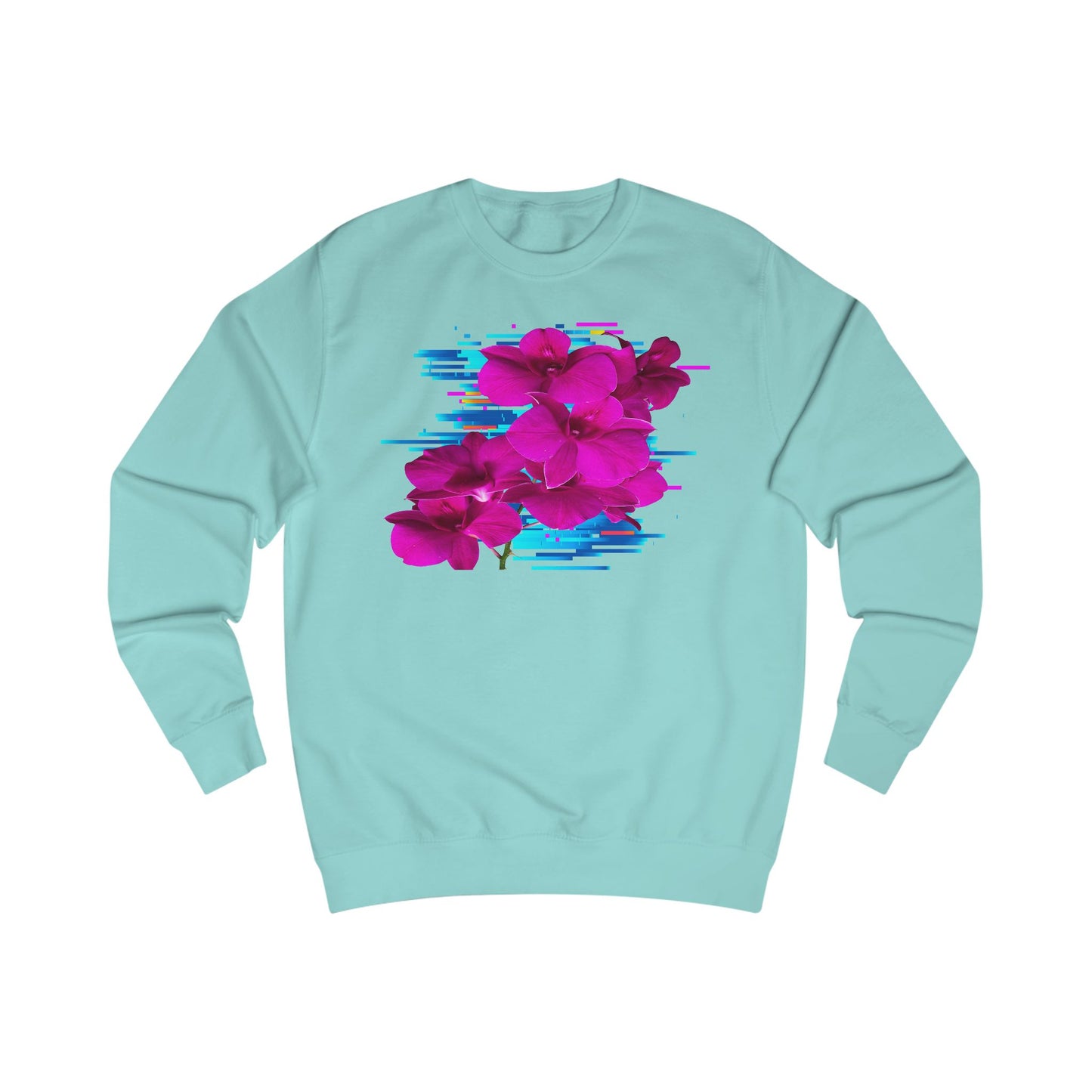 Vibrant Floral Glitch Unisex Sweatshirt - Cozy Spring Fashion, Comfortable Gift, Floral Style, Casual Wear, Trendy Layering