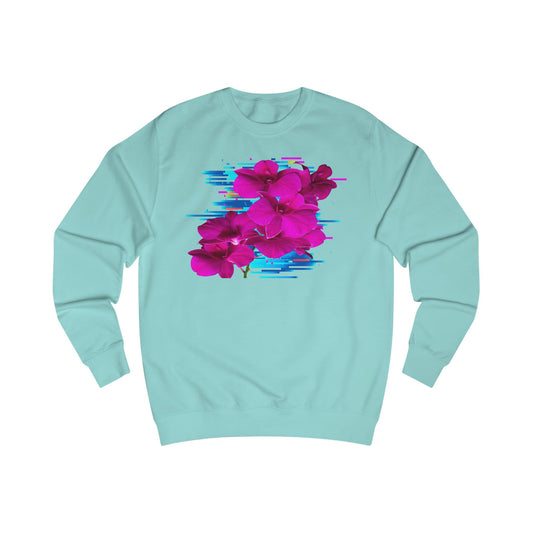 Vibrant Floral Glitch Unisex Sweatshirt - Cozy Spring Fashion, Comfortable Gift, Floral Style, Casual Wear, Trendy Layering