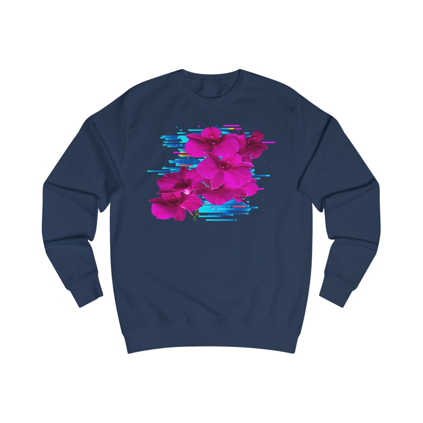 Vibrant Floral Glitch Unisex Sweatshirt - Cozy Spring Fashion, Comfortable Gift, Floral Style, Casual Wear, Trendy Layering