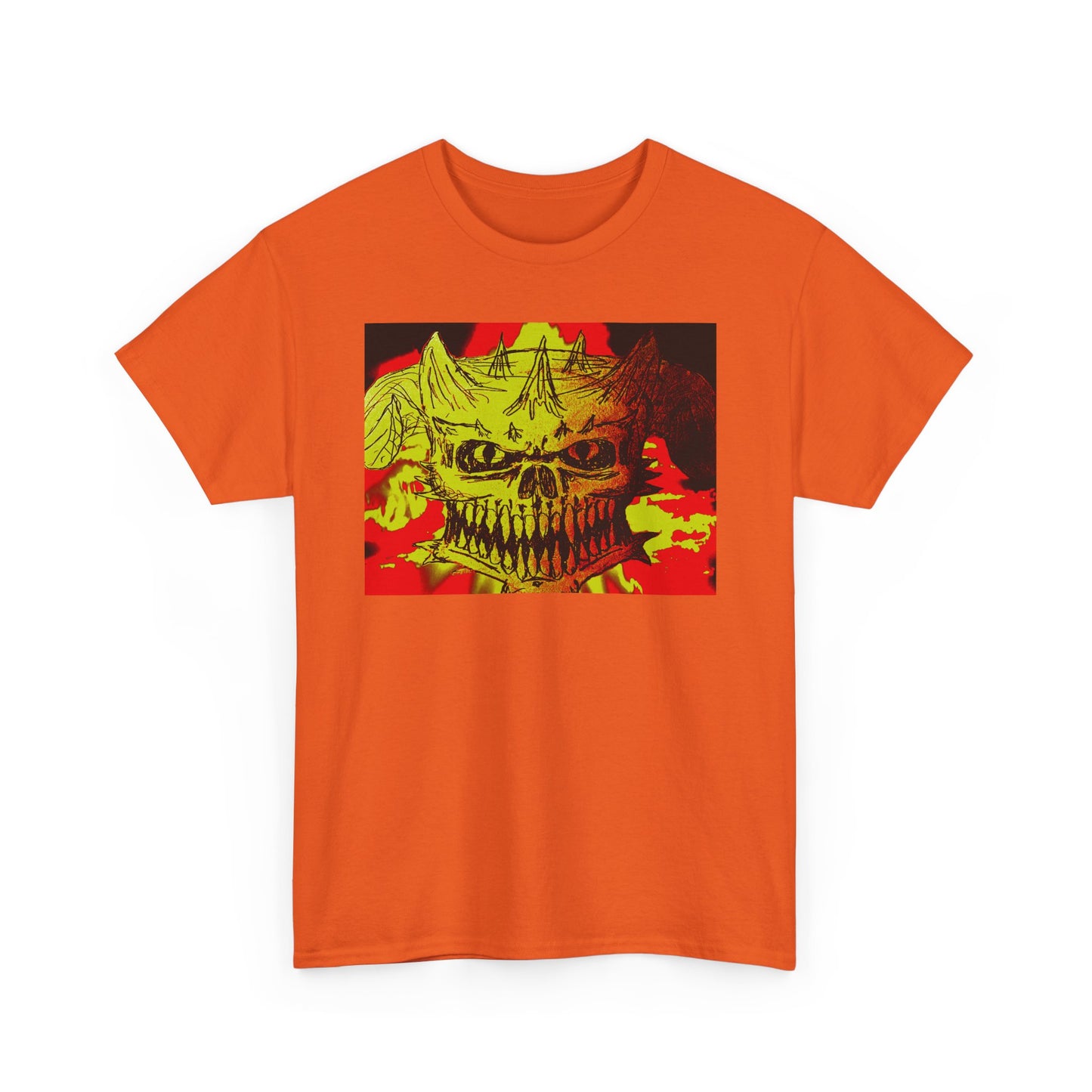 Skull Flame Graphic Tee — Neon Horror Skull T-Shirt