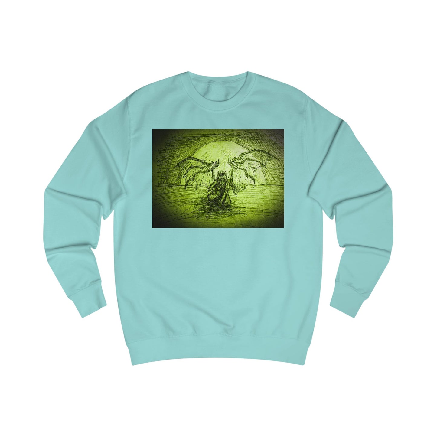 Gothic  Art Original Female Elf Scary  graphic Unisex Sweatshirt - Spooky Fashion, Halloween Apparel, Graphic Sweatshirt, Unique Gift, Cozy Casual Wear