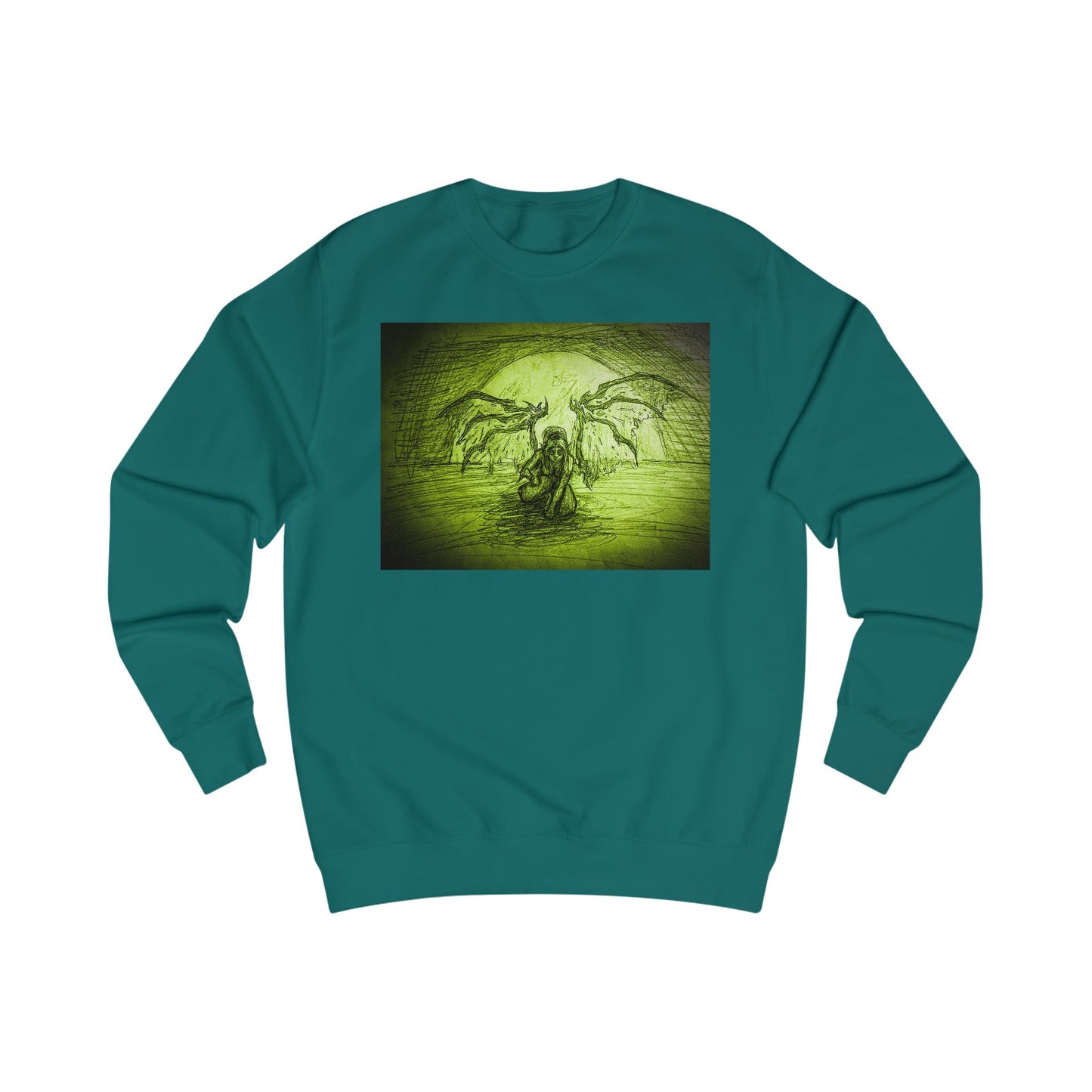 Gothic  Art Original Female Elf Scary  graphic Unisex Sweatshirt - Spooky Fashion, Halloween Apparel, Graphic Sweatshirt, Unique Gift, Cozy Casual Wear