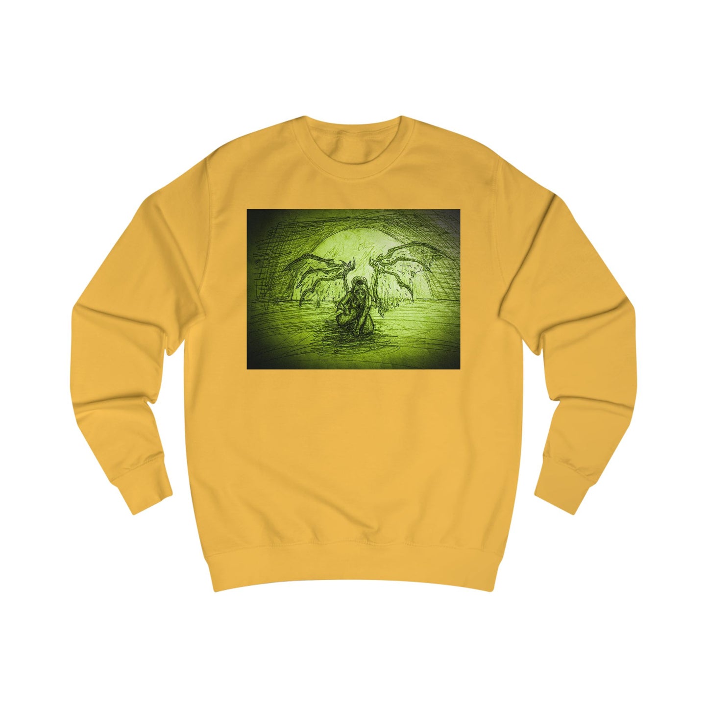 Gothic  Art Original Female Elf Scary  graphic Unisex Sweatshirt - Spooky Fashion, Halloween Apparel, Graphic Sweatshirt, Unique Gift, Cozy Casual Wear