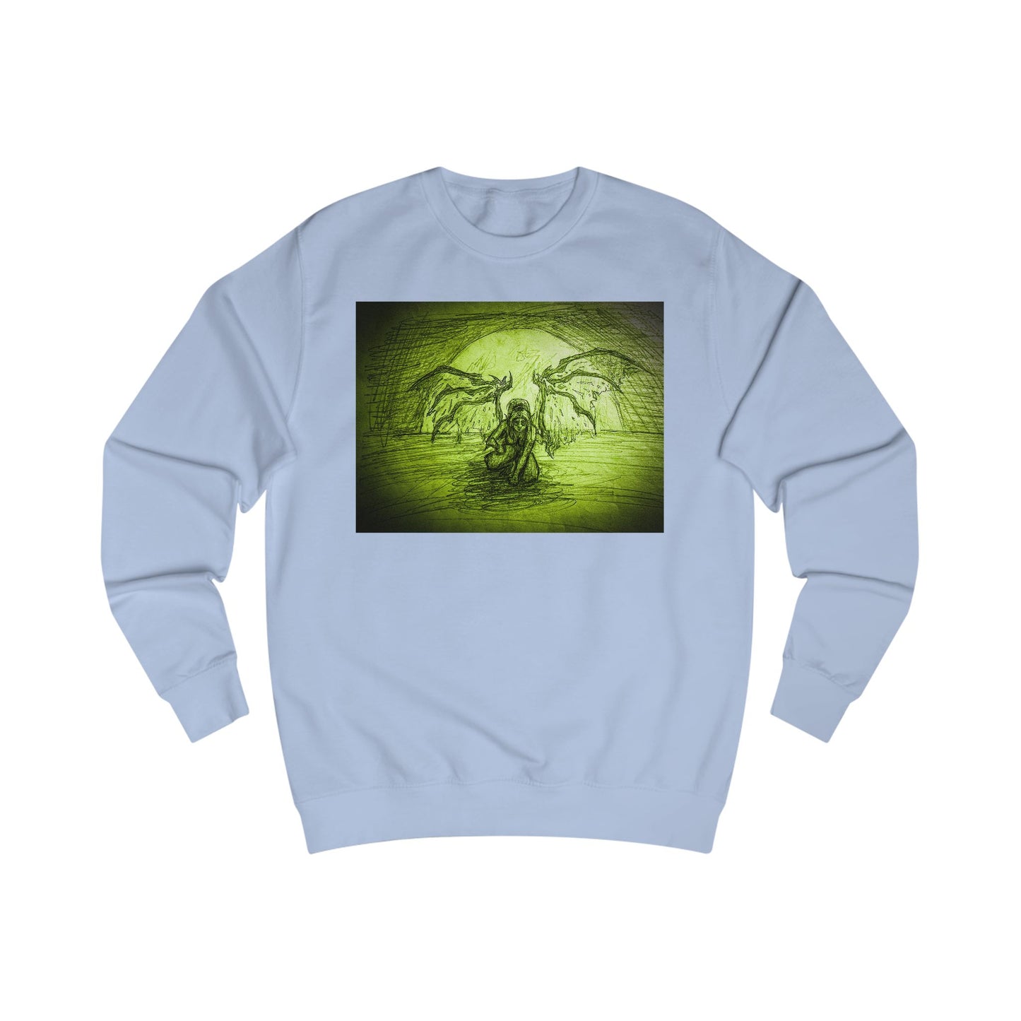 Gothic  Art Original Female Elf Scary  graphic Unisex Sweatshirt - Spooky Fashion, Halloween Apparel, Graphic Sweatshirt, Unique Gift, Cozy Casual Wear