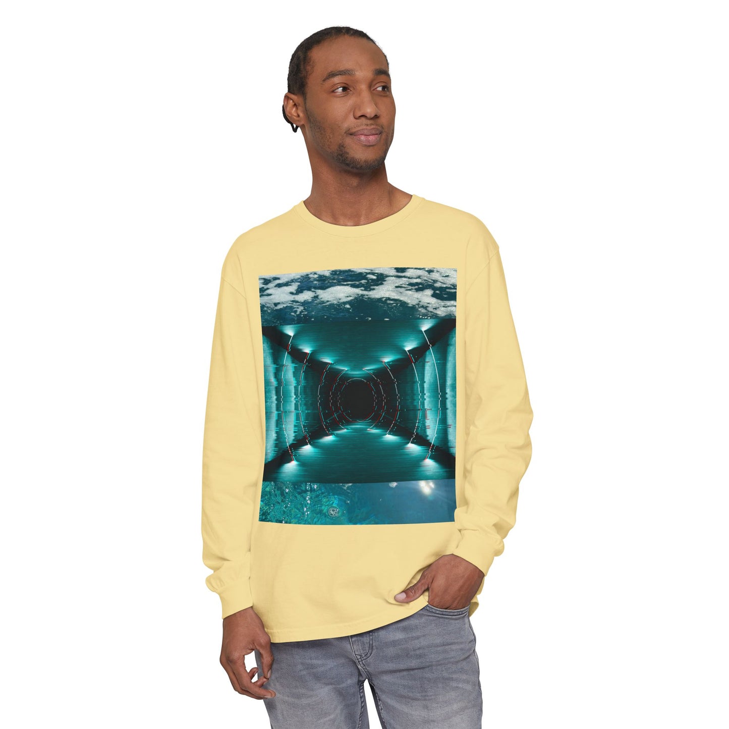 Abstract Fluid Unisex Garment-dyed Long Sleeve T-Shirt
