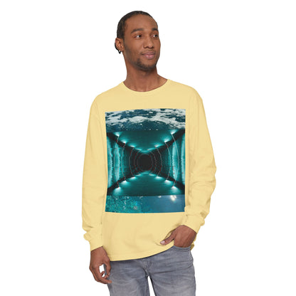 Abstract Fluid Unisex Garment-dyed Long Sleeve T-Shirt