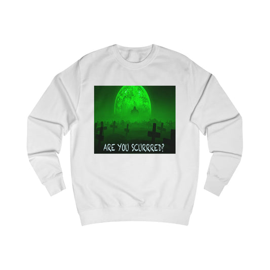 Glow-in-the-Dark SCURRED graveyard Unisex Sweatshirt: Perfect for Halloween, Parties, Cozy Nights, Spooky Vibes, Unisex Loungewear