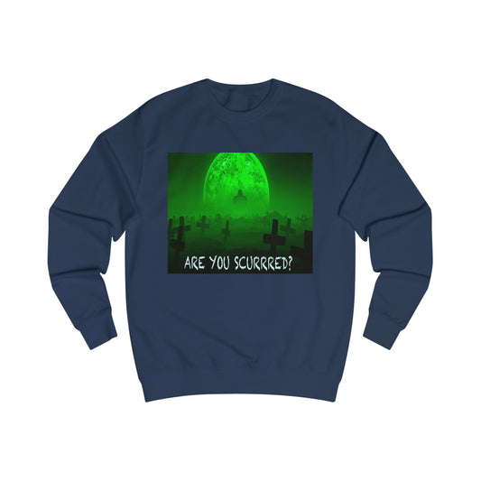 Glow-in-the-Dark SCURRED graveyard Unisex Sweatshirt: Perfect for Halloween, Parties, Cozy Nights, Spooky Vibes, Unisex Loungewear