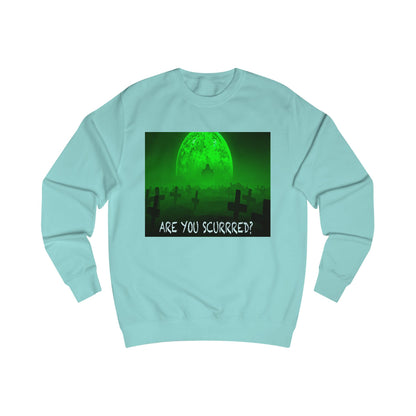Glow-in-the-Dark SCURRED graveyard Unisex Sweatshirt: Perfect for Halloween, Parties, Cozy Nights, Spooky Vibes, Unisex Loungewear