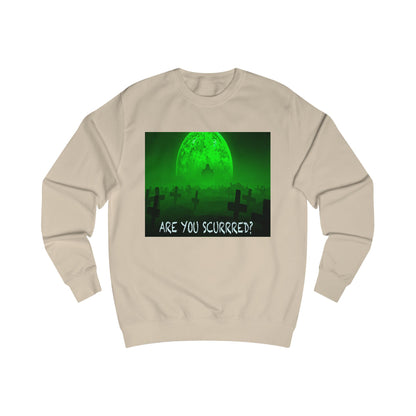 Glow-in-the-Dark SCURRED graveyard Unisex Sweatshirt: Perfect for Halloween, Parties, Cozy Nights, Spooky Vibes, Unisex Loungewear