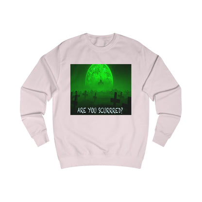 Glow-in-the-Dark SCURRED graveyard Unisex Sweatshirt: Perfect for Halloween, Parties, Cozy Nights, Spooky Vibes, Unisex Loungewear