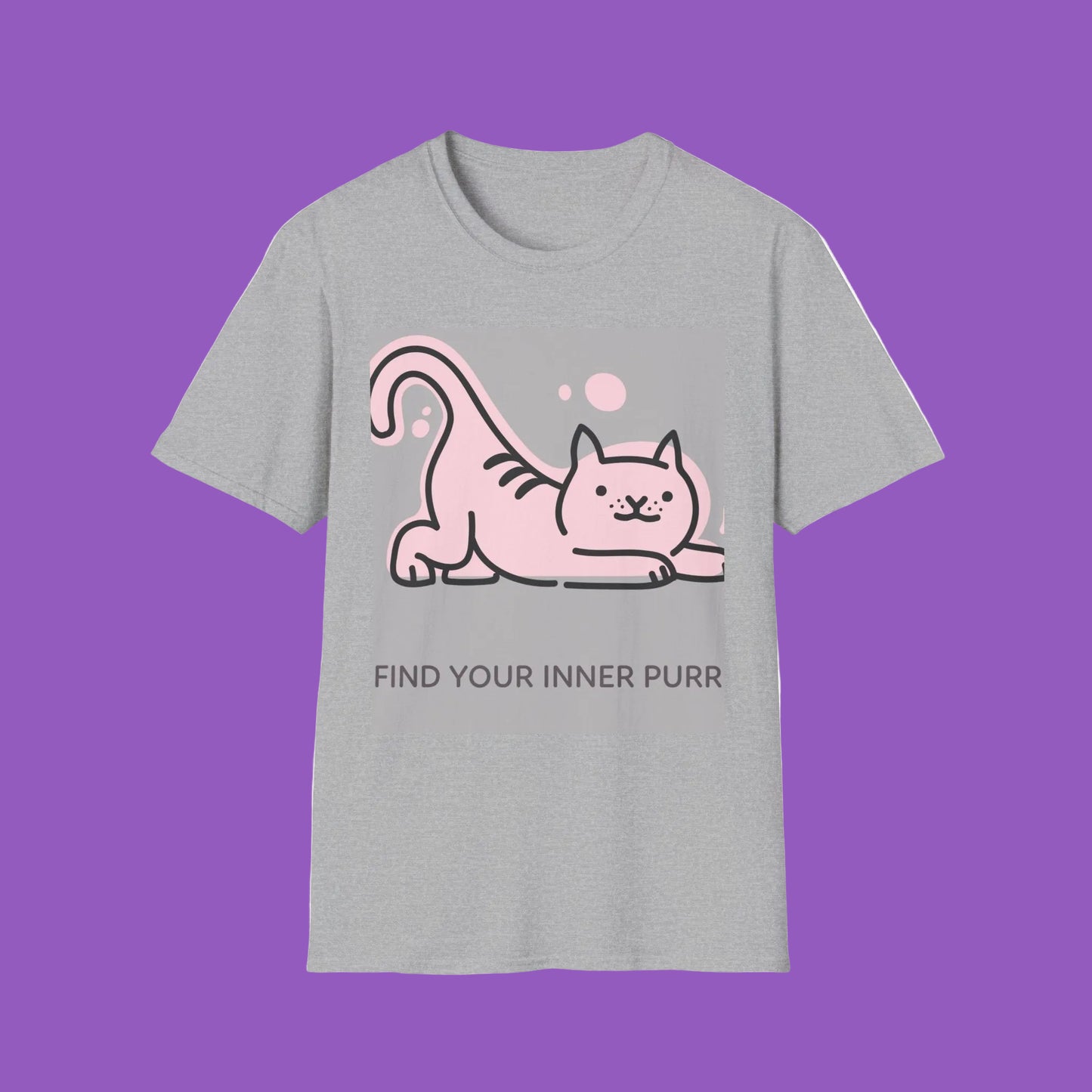 Cute Cat & Yoga Themed T-Shirt, Unisex Softstyle Tee, Find Your Inner Purr,
