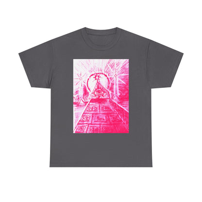Pink Pyramid Eye Vibrant Artistic Unisex Heavy Cotton Tee | Creative Graphic Tee for Art Lovers, Casual Wear, Gifts, Festival Apparel, Statement Shirt