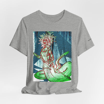 Mythic Serpent Goddess Tee — Neon Medusa Illustration T-Shirt