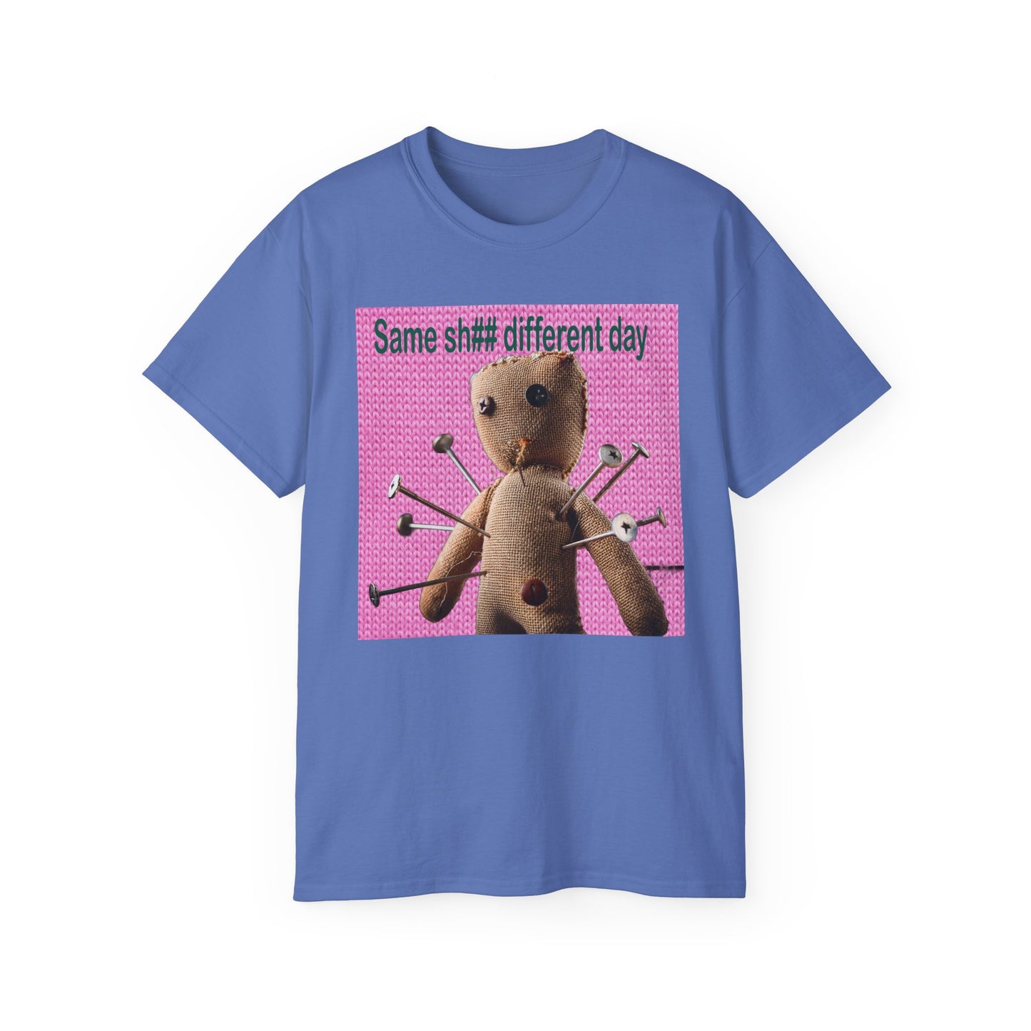 Voodoo Doll Humor Tee, Fun Statement T-Shirt for Everyday Wear, Gift for Friends, Casual Style, Quirky Graphic Shirt, Perfect for Parties