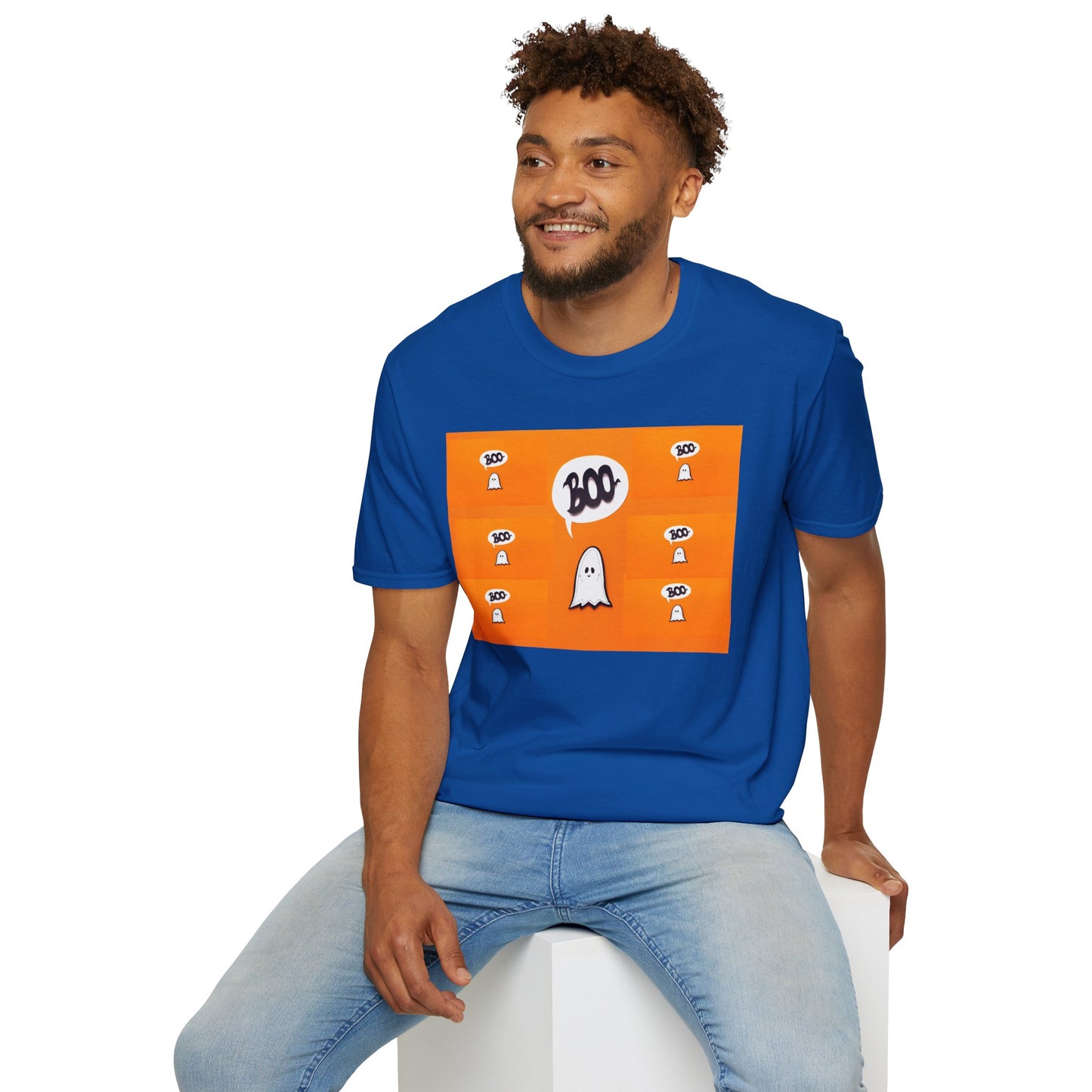 Halloween Ghost 'Boo' Unisex T-Shirt | Spooky Vibes, Costume, Fall Festivities, Trick-or-Treat, Fun Graphic Tee