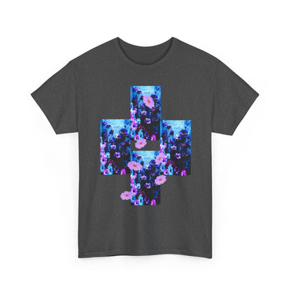 Floral Blue Cross T-Shirt — Vintage Indie Floral Graphic Tee