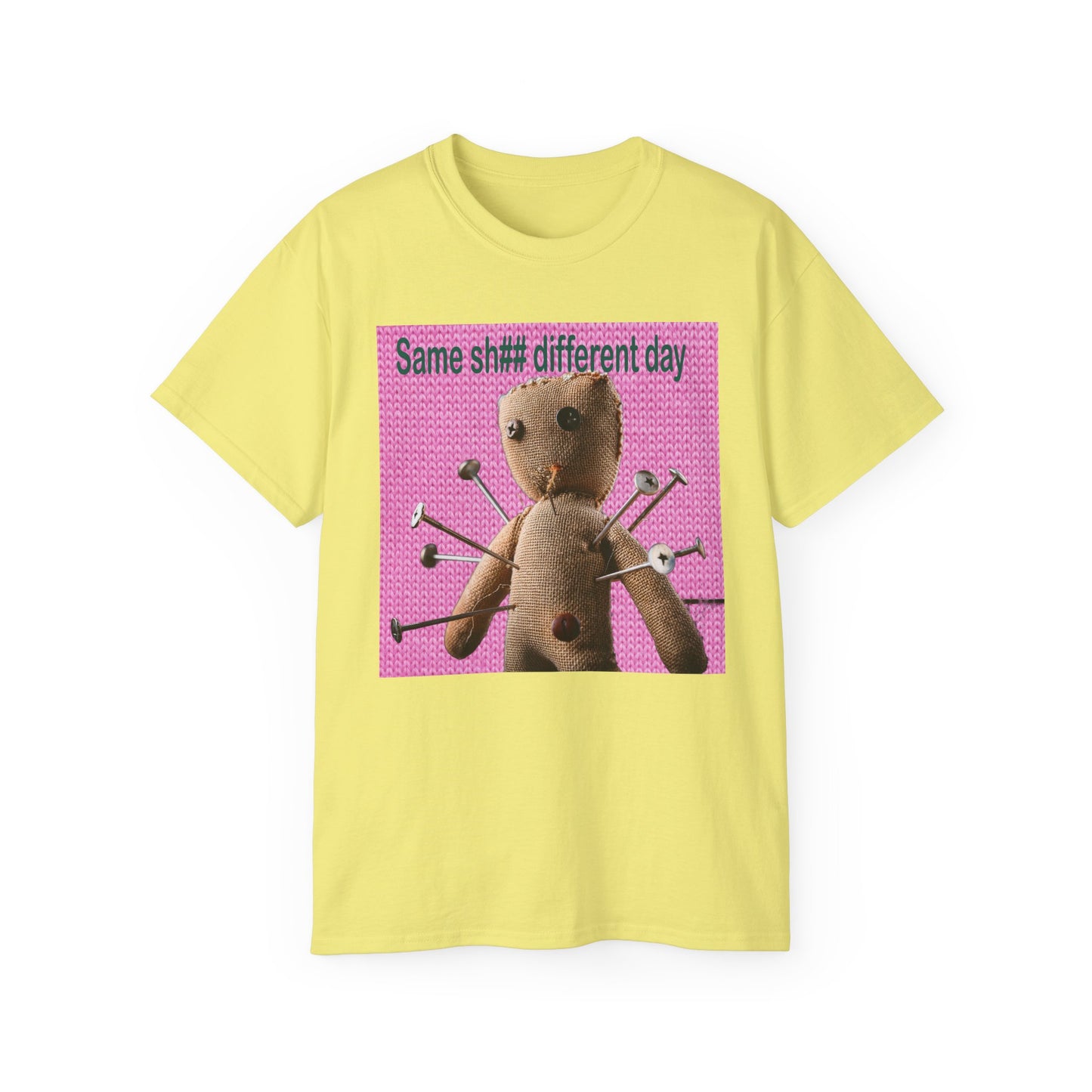 Voodoo Doll Humor Tee, Fun Statement T-Shirt for Everyday Wear, Gift for Friends, Casual Style, Quirky Graphic Shirt, Perfect for Parties