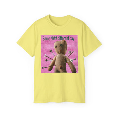 Voodoo Doll Humor Tee, Fun Statement T-Shirt for Everyday Wear, Gift for Friends, Casual Style, Quirky Graphic Shirt, Perfect for Parties
