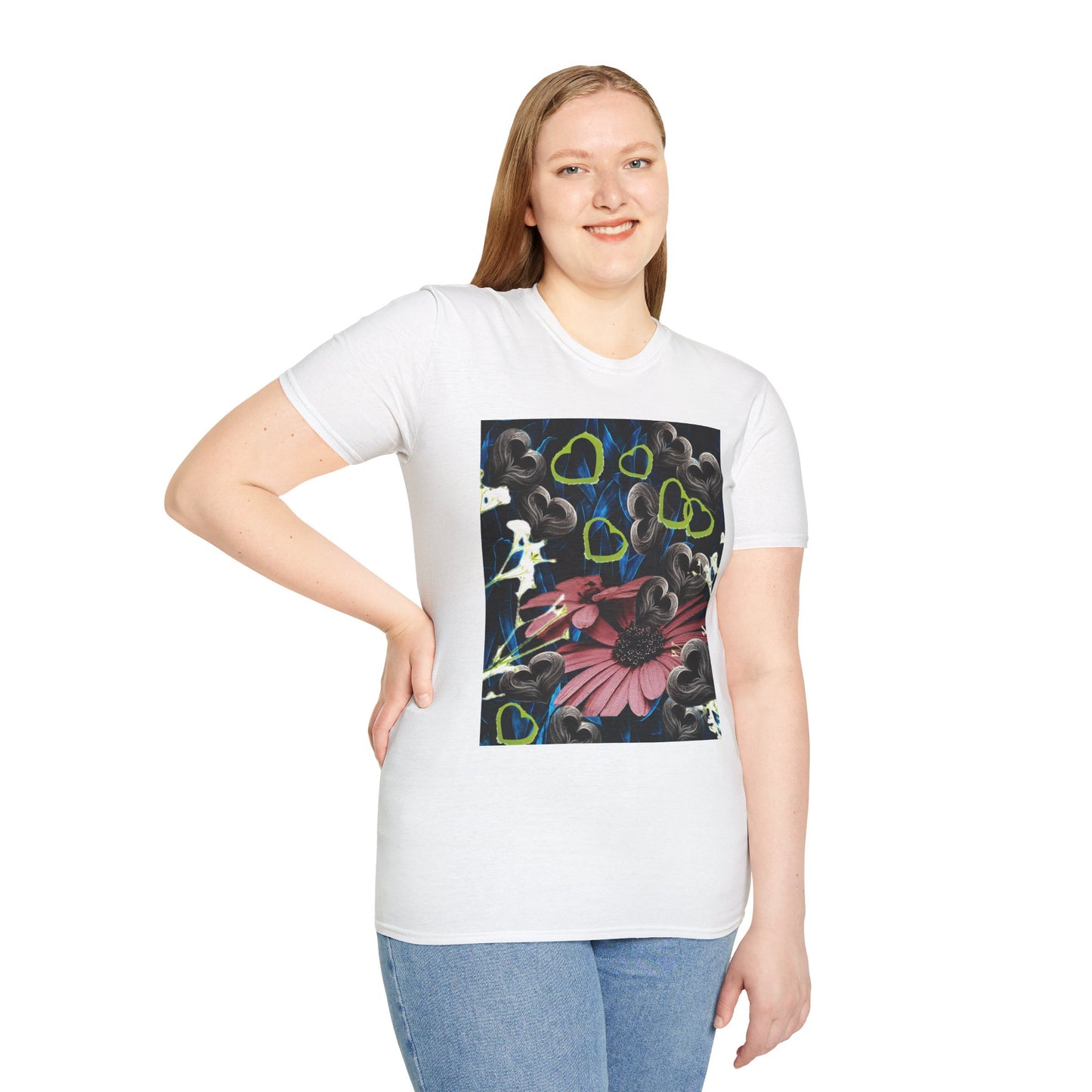 Floral Heart Unisex T-Shirt, Soft Cotton Tee, Casual Wear, Gift for Her/Him, Trendy Graphic Tee, Stylish Everyday Shirt