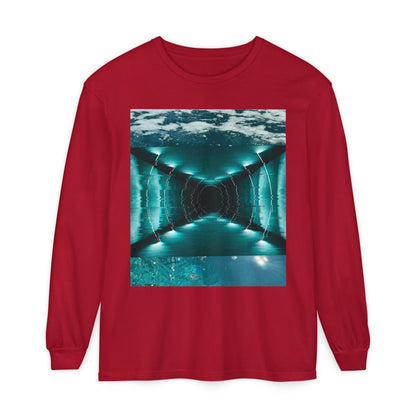 Abstract Fluid Unisex Garment-dyed Long Sleeve T-Shirt