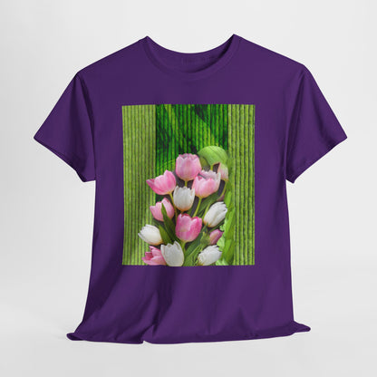 Textured Tulips Unisex Heavy Cotton Tee - Vibrant Spring Blossom T-Shirt, Everyday Wear, Gift for Plant Lovers, Mother's Day Apparel, [...]