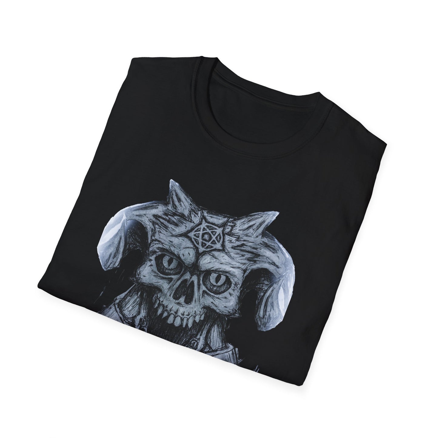 Edgy Graphic Tee: Unisex Softstyle T-Shirt with Skull Design, Art Lover Gift, Halloween Costume, Casual Wear, Unique Artwork Apparel