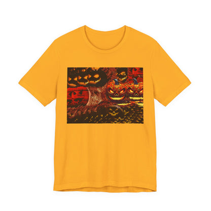 Halloween Distorted Pumpkin Graphic Tee, Unisex T-Shirt for Autumn, Spooky Season Top, Halloween Costume Idea, Men's & Women's Casual Wear