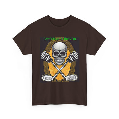 Golf Survivor Skull Tee, Unisex Heavy Cotton T-Shirt, Perfect Gift for Golf Lovers, Sports Apparel, Casual Wear, Skull Design