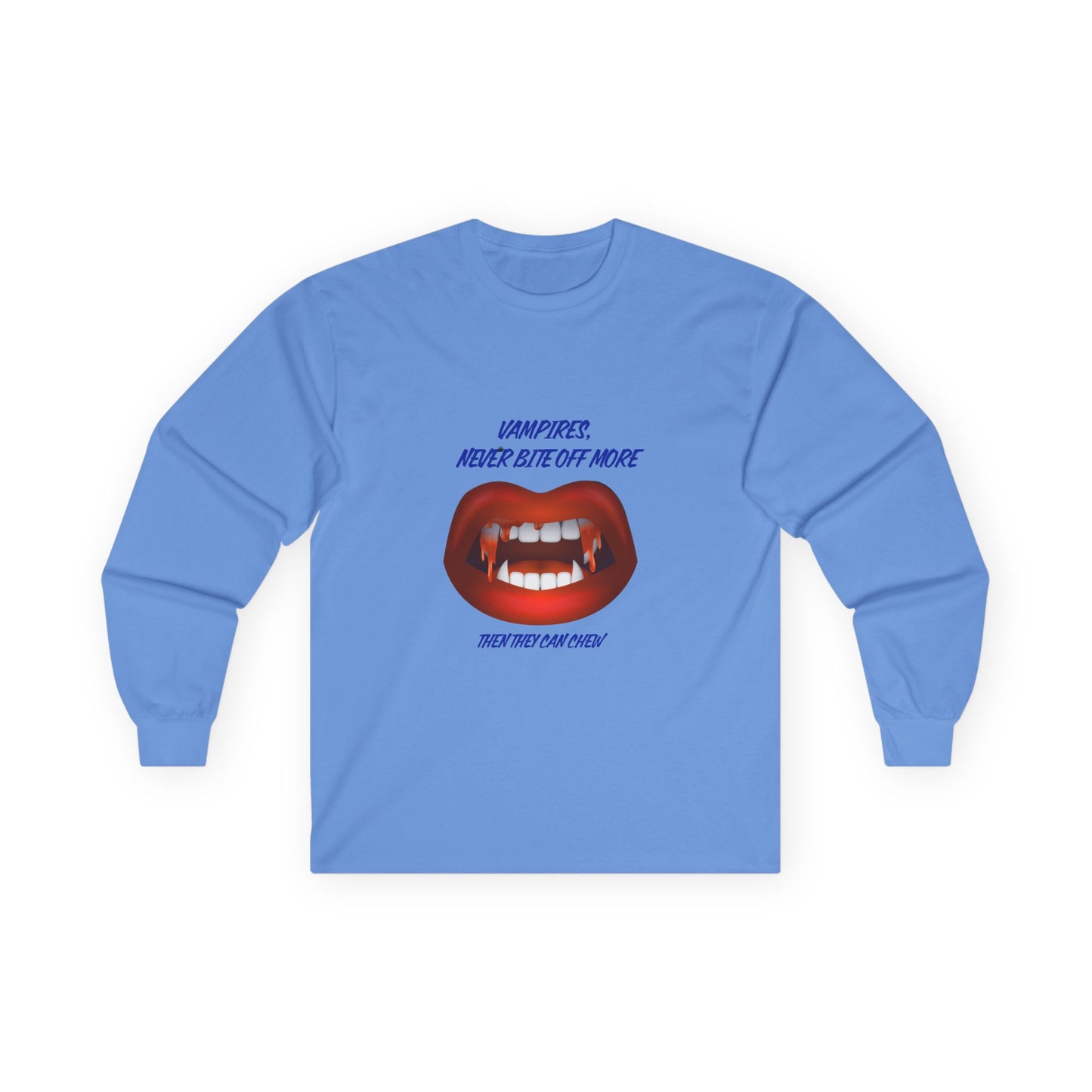 Vampire Humor Long Sleeve Tee, Unisex Halloween T-Shirt, Spooky Party, Funny Gift, Graphic Tee for Vampire Lovers, Casual Wear