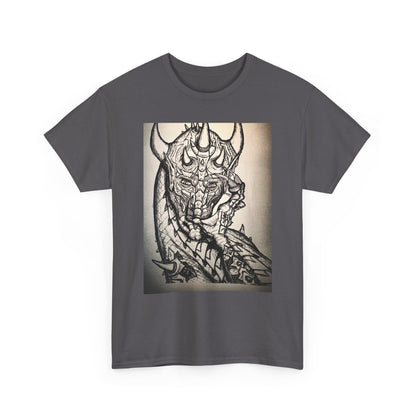 Dragon Art Unisex Heavy Cotton Tee, Graphic Tee, Unique Gift, Casual Wear, Fantasy Clothing, Art Inspired Shirt