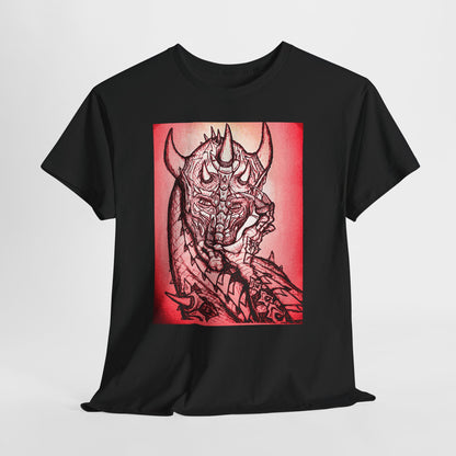 Bold Graphic Tee with Gothic Dragon Design, Unisex Cotton Shirt, Unique Art Tee, Oversized Casual Top, Gift for Art Lovers