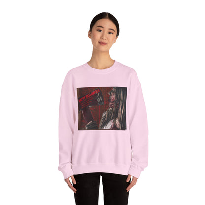 Halloween Horror Girl with Axe Sweatshirt, Unisex Crewneck, Horror Movie Fan Apparel, Halloween Costume Layering