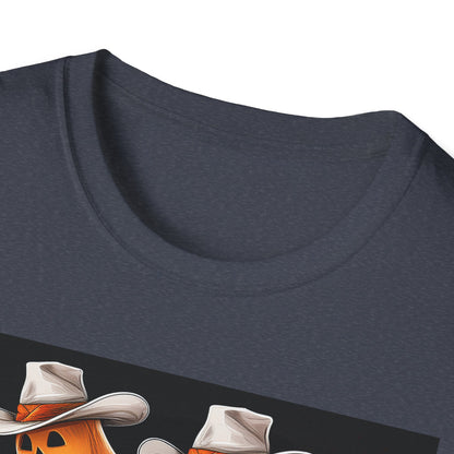 Funny cowboyGhost Bicycle T-Shirt | Halloween Tee for Kids, Unisex Festival Apparel, Ghostly Fun Wear, Spooky Season Gift