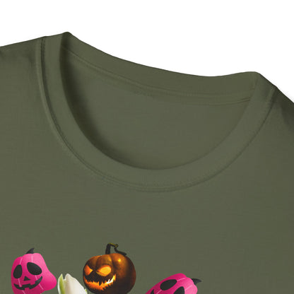 Halloween Pumpkin Bouquet T-Shirt, Cute Fall Tee, Unisex Graphic Shirt, Ideal for Halloween Parties, Seasonal Gift Idea