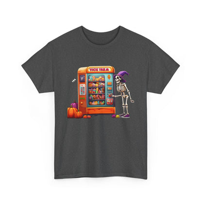 Halloween Skeleton Vending Machine Tee | Unisex Heavy Cotton T-Shirt, Spooky Shirt, Fall Fashion, Trick or Treat Top, Halloween Costume