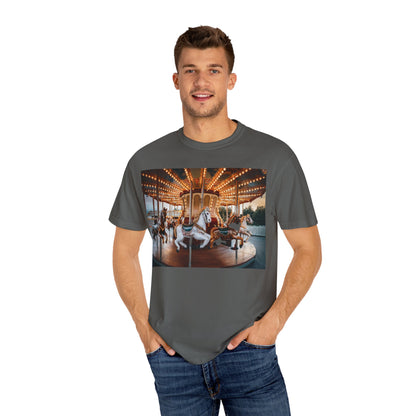 Vintage Full Carousel Horse Design Garment-Dyed T-shirt