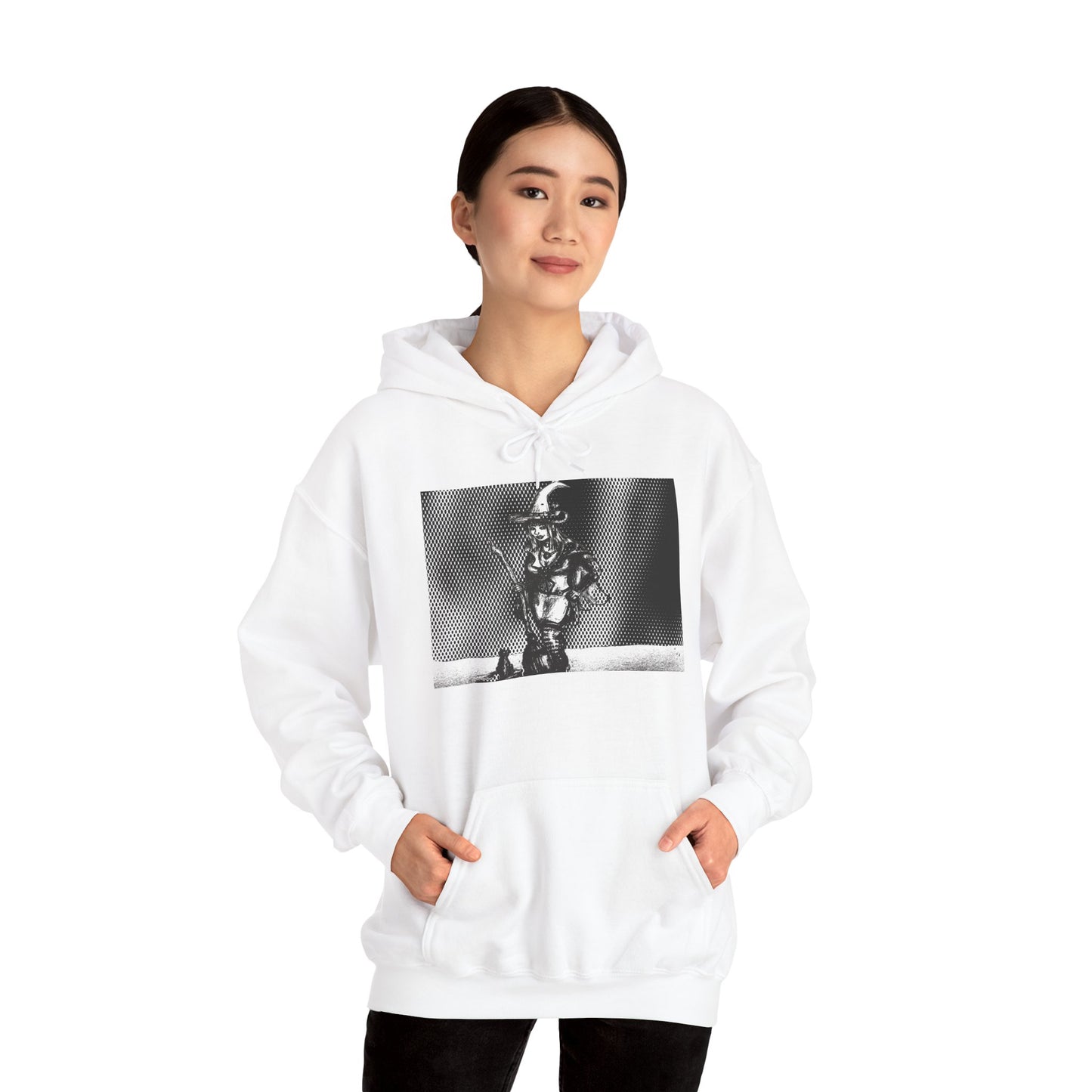 Witch Hoodie with Black Cat and Broom - Unisex