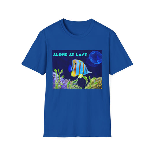 Underwater Adventure T-Shirt - (alone at last)Cool Sea Life Tee, Fish Shirt, Ocean Lover Gift, Beach Day Wear, Casual Summer Style, Swimwear