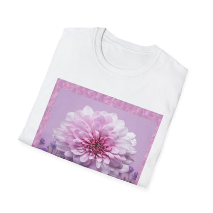 Pink Floral Art Unisex T-Shirt, Softstyle Tee, Summer Fashion, Gift for Her, Floral Shirt, Casual Wear